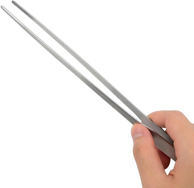 LILYS PET Straight and Bend Stainless Steel Super Thick Tweezers Set,Pliers Aquarium Tool Fish Tank Aquatic Plants Forceps Clip (10.5")