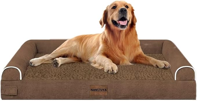 Large Dog Bed Orthopedic Washable: Beds Bolster XL Bed Big XLarge Dogs Egg Crate Foam Couch Sofa Waterproof with Removable Cover - Dark Coffee