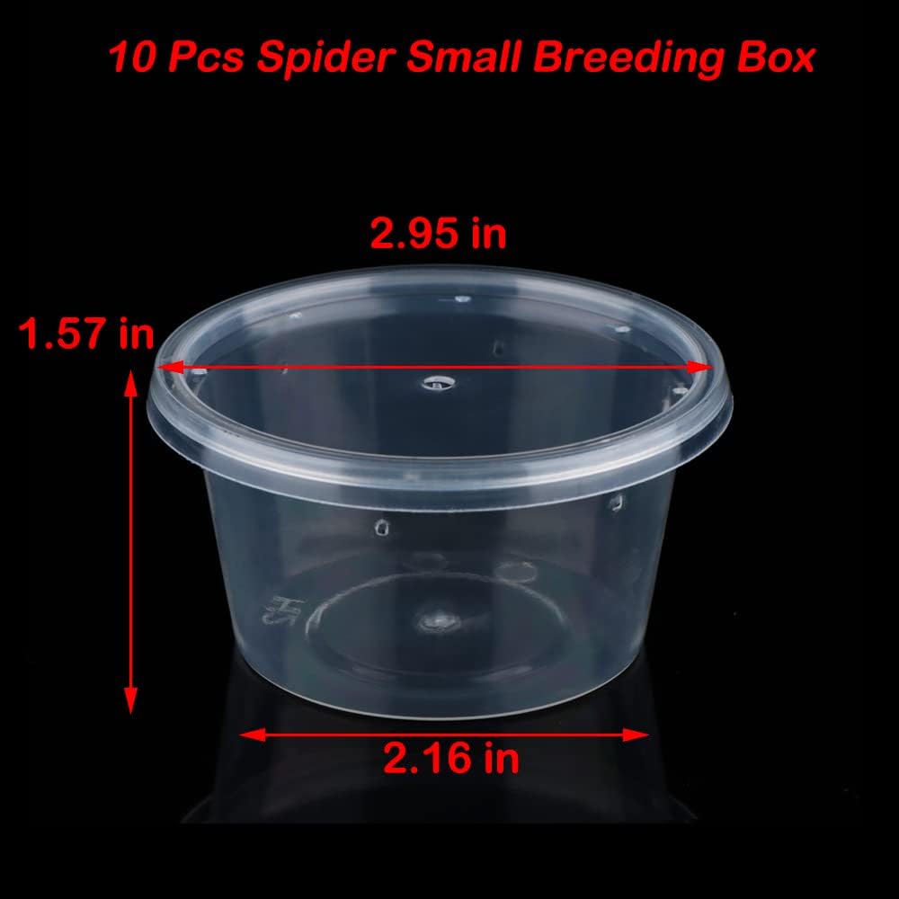 10 Pcs Spider Terrariums Breeding Box Small Round Hatching Container Acrylic Feeding Box for Spider Scorpion Centipede Insect
