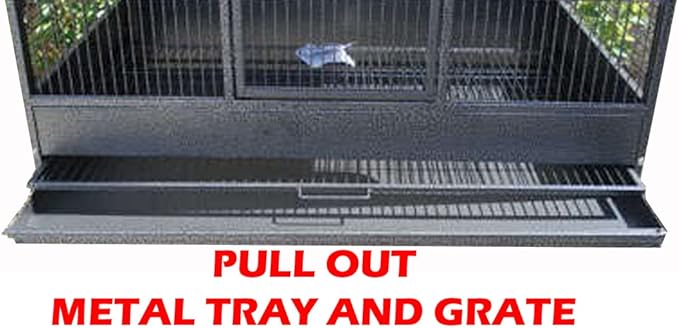 Extra Large Stackers Heavy Duty Wrought Iron Breeder Parrot Aviary Bird Breeding Rolling Cage with Side Nest Box Doors Metal Pull Out Grate and Tray