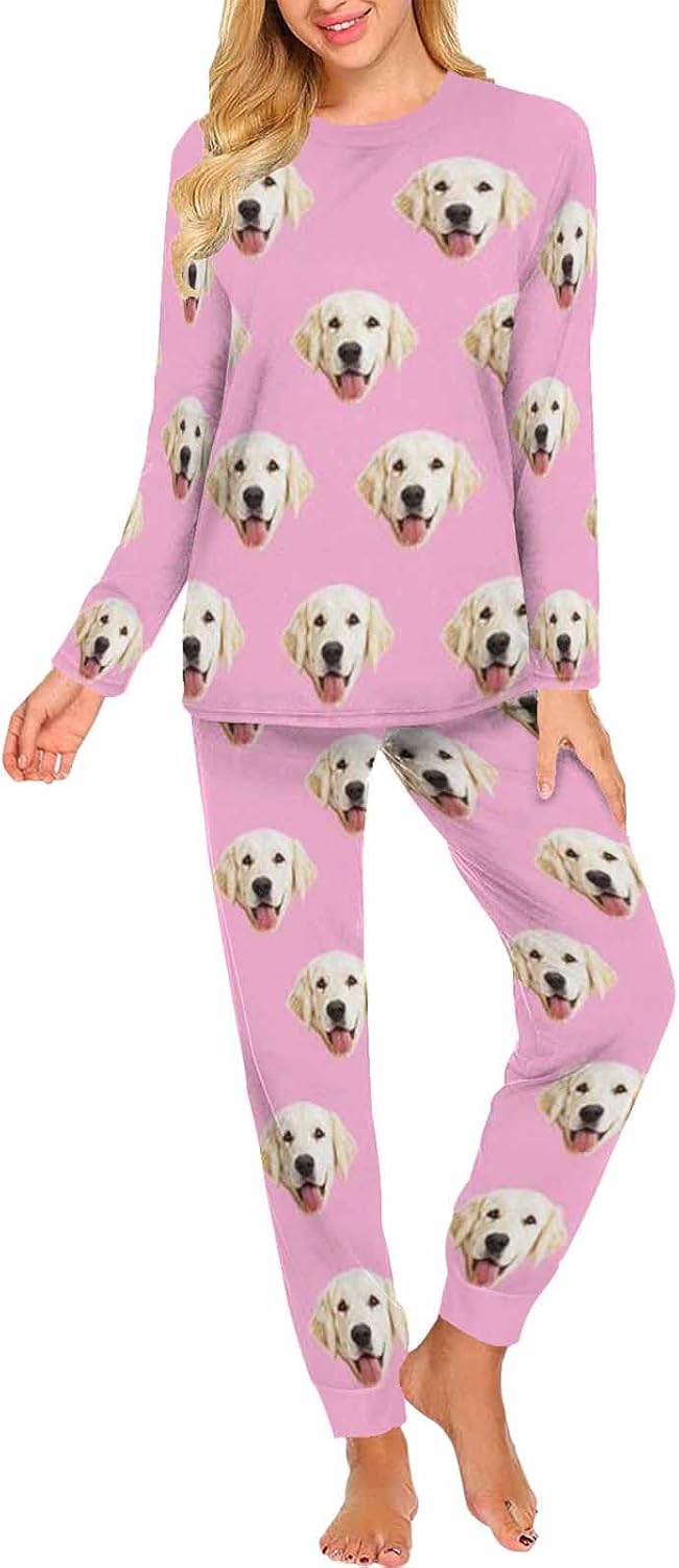 MyPupSocks Custom Face Pajamas Sets for Women, Personalized Photo Sleepwear XS-XXL