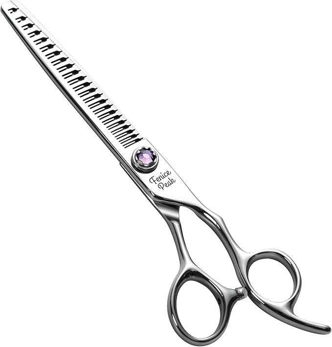 Fenice Peak 7 inch Traceless Thinning Dog Grooming Scissors Professional Dog Shears Made of Japanese 440C Stainless Steel with Jewelled Screw Trimming Cutting Scissors Durable and Sharp