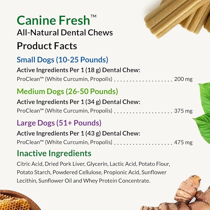 ULTIMATE PET NUTRITION Canine Fresh Dental Chews, Dental Dog Treats, Oral Care and Hygiene Sticks, Soothes Gums, Vet Developed, 12 Chews (Large)