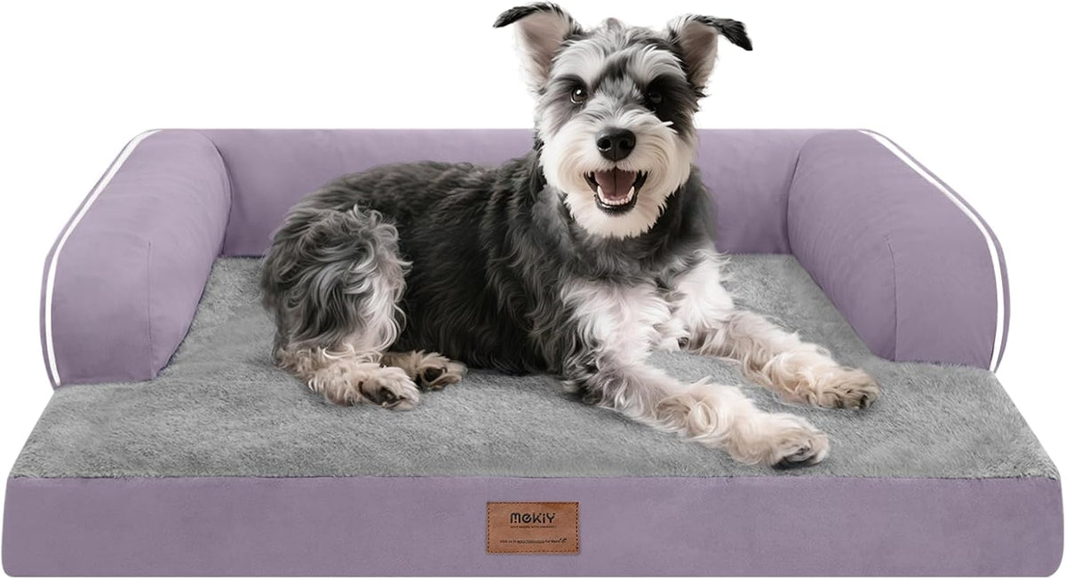 Small Dog Bed Waterproof Orthopedic Dog Beds for Medium Sized Dogs Comfy Pet Cat Bed with Sides, Washable Removable Cover