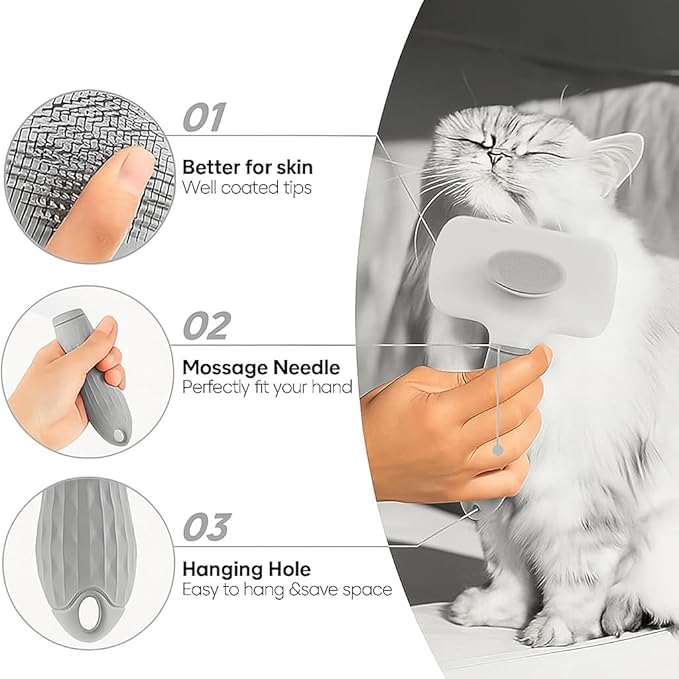 Namylya Cat Brush for Shedding & Grooming – Slicker Brush for Dogs and Cats with Long Hair – Removes Tangles, Mats & Loose Fur