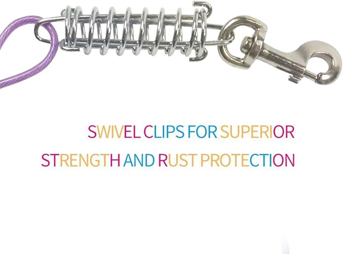 Petest 25ft Tie-Out Cable with Crimp Cover & Buffer Spring for Large Dogs Up to 90 Pounds
