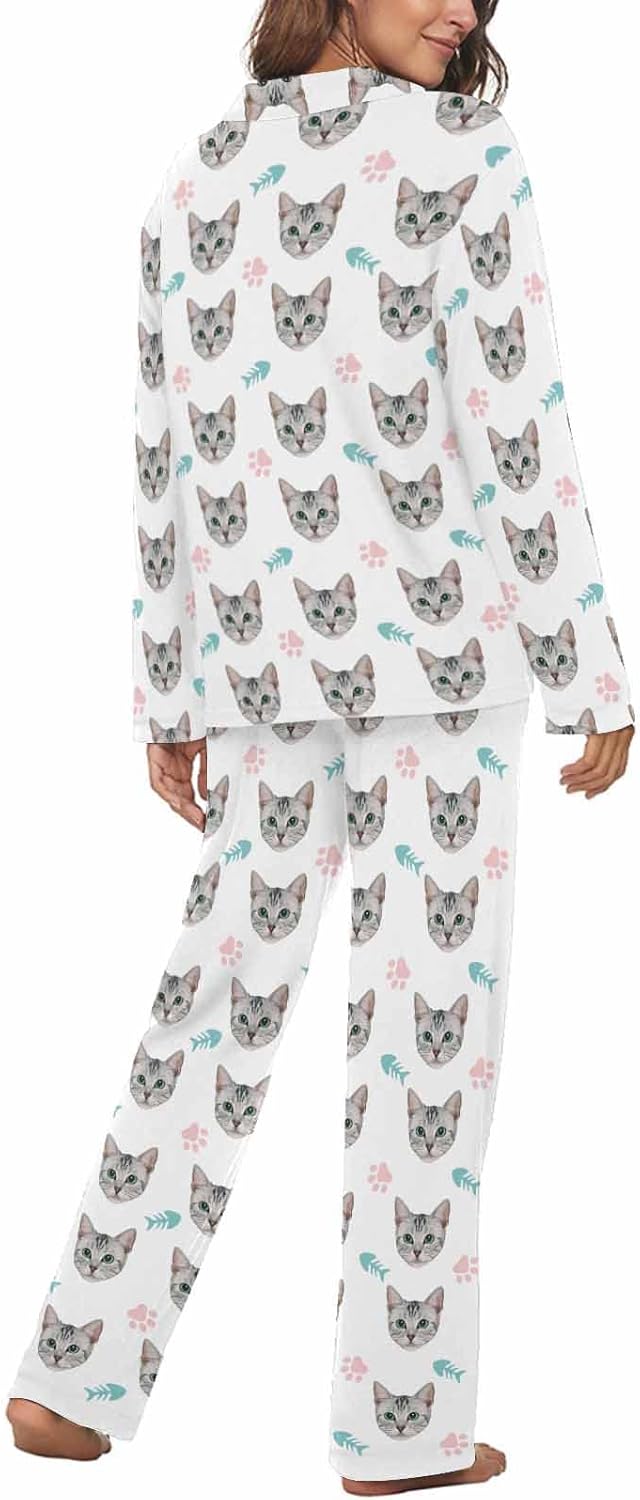 MyPupSocks Custom Face Pajamas for Women Set, Personalized Photo Long Sleepwear XS-XXL