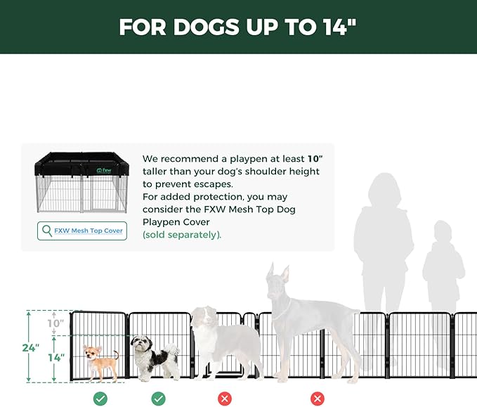 FXW Homeplus Unleashed Indoor Dog Playpen - Stress-Free and Safe Play, Heavy Duty 24 Inch 6 Panels Dog Pen for Puppy and Small Dogs, Black│Patented