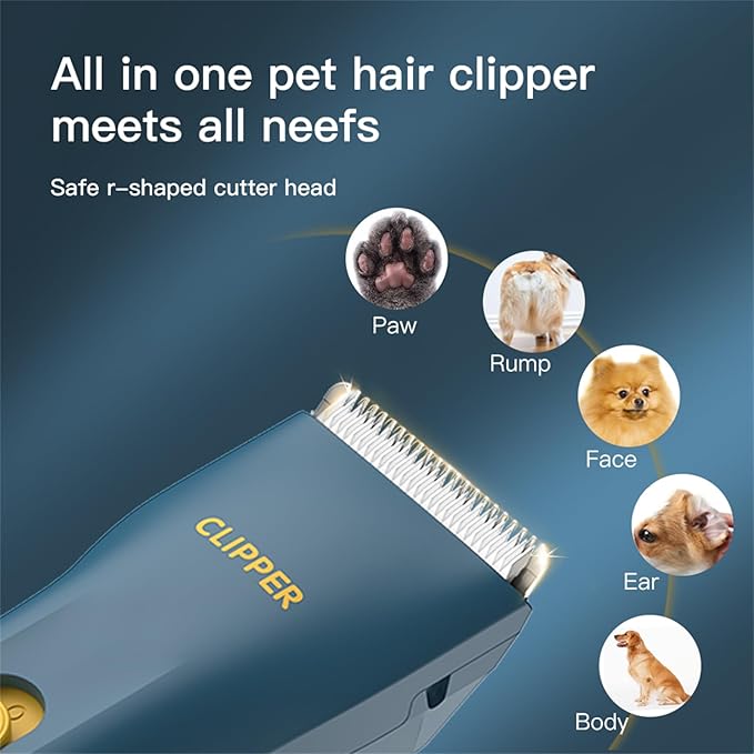 Prowerful Home Professional Dog Grooming Kit Clipper Low Noise USB Rechargeable Gifts for Dog Cat Green,TS006