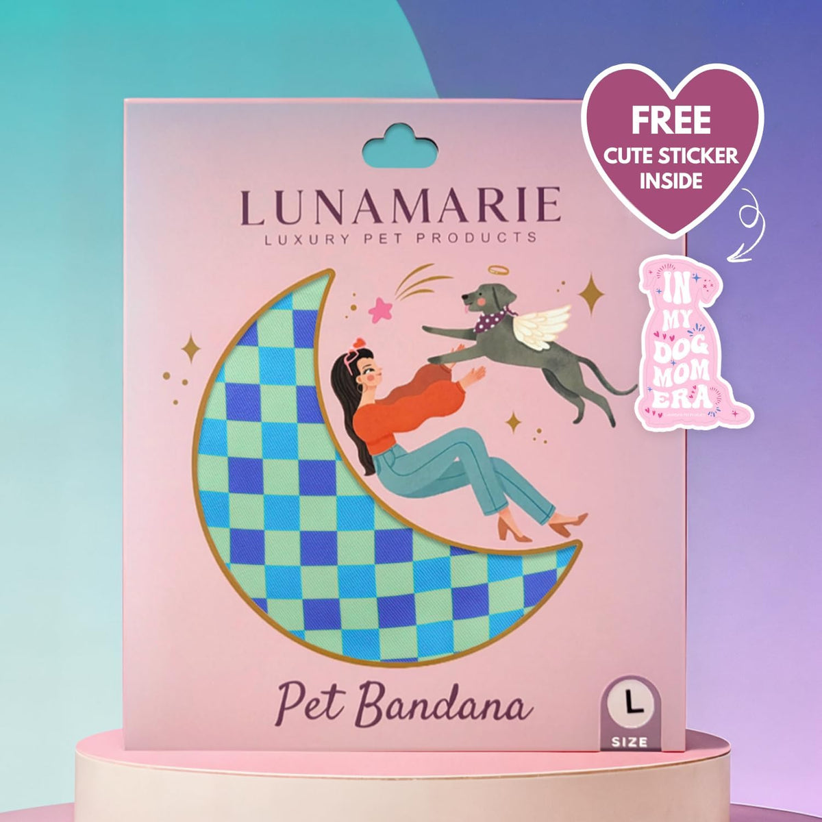 LunaMarie - Luxury Pet Birthday Bandanas -Premium & Silky Poly Fabric | 100% Handmade | Custom Shape Dual Layered (Electric Rebel, Large)