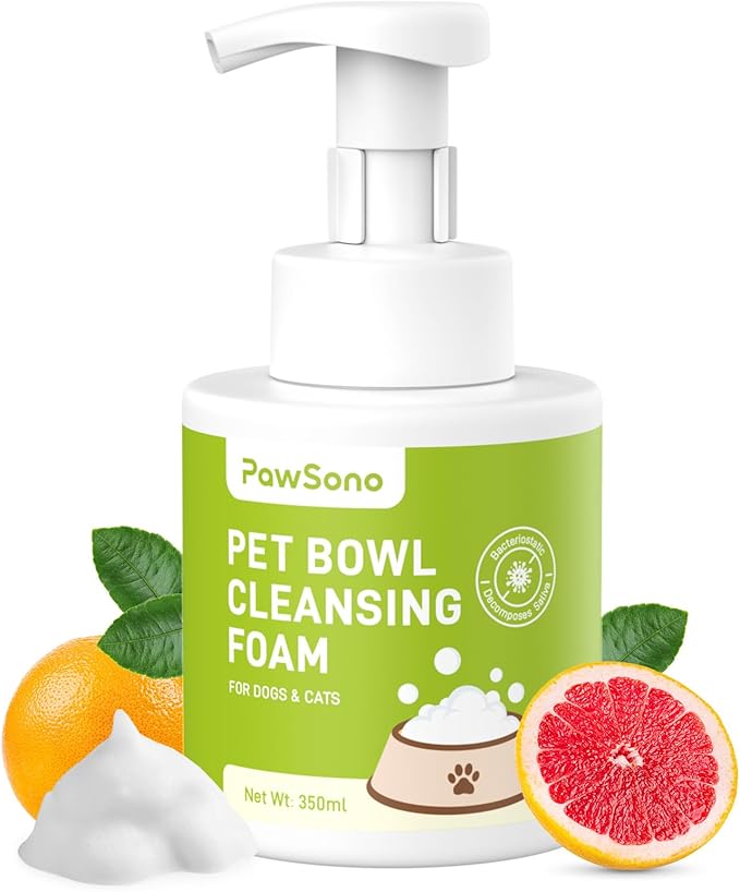 Pet Bowl Cleaner Mousse - Vet Enzyme Formula for Bird Baths & Feeders | Lick-Safe, No Residue | Works on Cat Dishes, Fountains, Toys & Birdhouses (350ml/12oz)