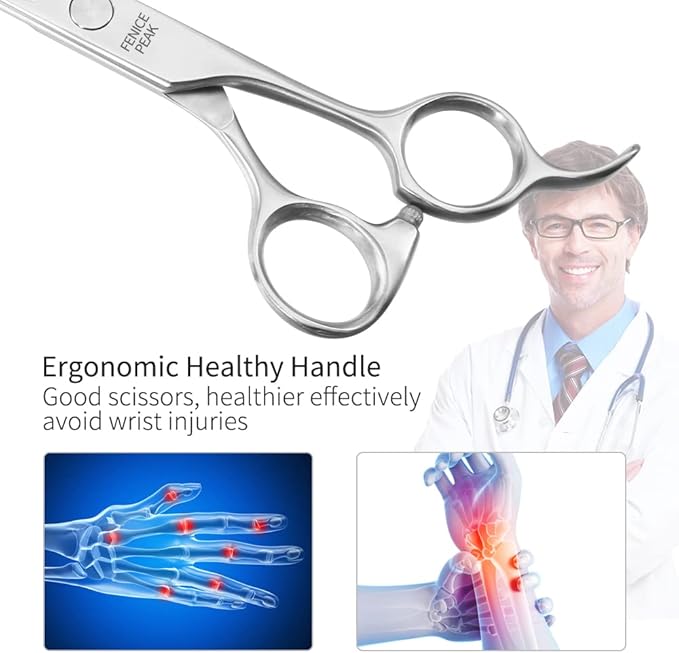 Fenice Peak 3pcs Dog Grooming Scissors Set Straight Thinning Curved Shears Stainless Steel Shears for Pet Grooming Sharp and Durable with Case Suitable for home users and Professional Groomer