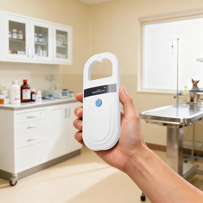 Pet Microchip Reader, Handheld Scanner for Universal Use, Compatible with Emid Fdx-B, OLED Screen, 0-5.9 in Reading Range