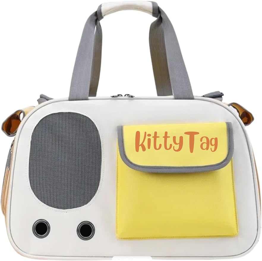 Pet Carrier, Puppy Small Dog Carrier, Cat Carrier Bag, Waterproof Premium PU Leather Carrying Handbag for Outdoor Travel Walking Hiking Shopping (Yellow)