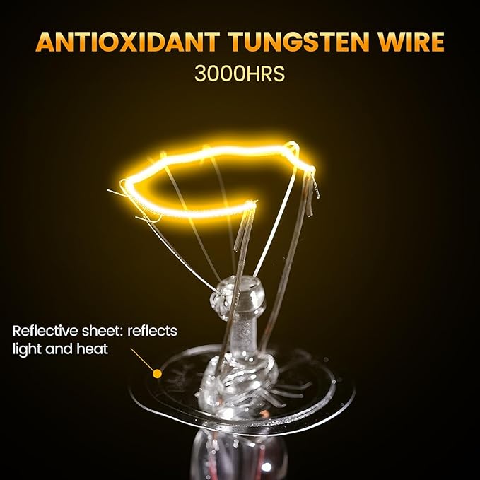 Dual Reptile Light Fixture with 100W Full Spectrum UVA UVB Light Bulb & 100W Nighttime Ceramic Heat Emitter, 2 Independent Switches, Reptile UVA UVB Light Combo Pack
