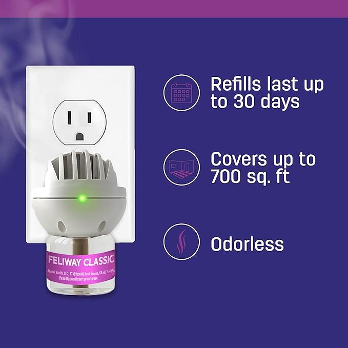 FELIWAY Classic Cat Calming Pheromone Diffuser: 1 Diffuser Kit & 3 Refills