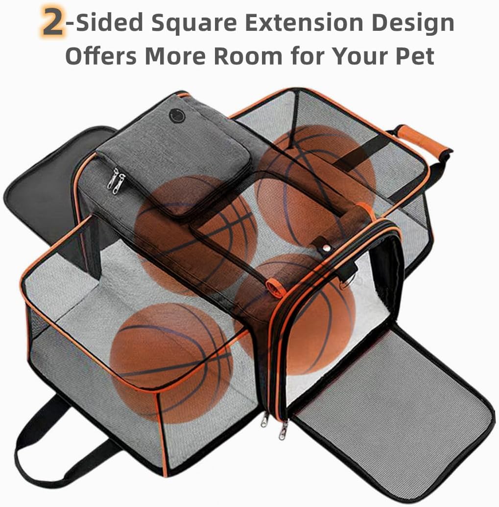 Cat, Dog Carrier for Pets Up to 20 Lbs,Sides Expandable Pet Carrier Bag Large Mesh Safe,Airline Approved Animal Carrier,Soft Sided Collapsible Pet Travel Carrier,Foldable Portable Pet Home (Orange)
