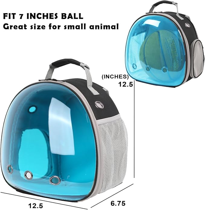 Guinea Pig Carrier, Guinea Pig Backpack with Clear Bubble Window (Black-Blue, Backpack)