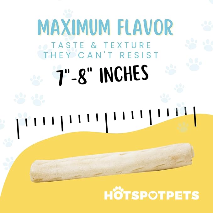 hotspot pets 8-9 Inch Large Rawhide Dog Chew Bones - Made from Grass Fed Cows - Great for Dental & Oral Care for Aggressive Chewers Large Dogs