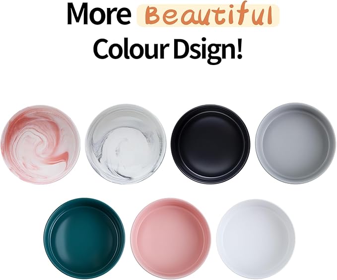 Dog Bowl Ceramic for Medium Large Breed, Heavy Weighted Dog Food Water Feeder Dish,8 in Non - Slip Modern Cute Extra Big Porcelain Pet Bowl Maze Marble Pink