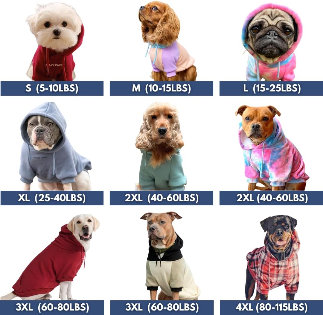 Spark Paws Dog Hoodie – Premium Dog Sweater for Small, Medium, and Large Dogs | Warm Outfits for French Bulldogs, Pitbull, Puppy, Winter Jacket Alternative - Red Plaid, L