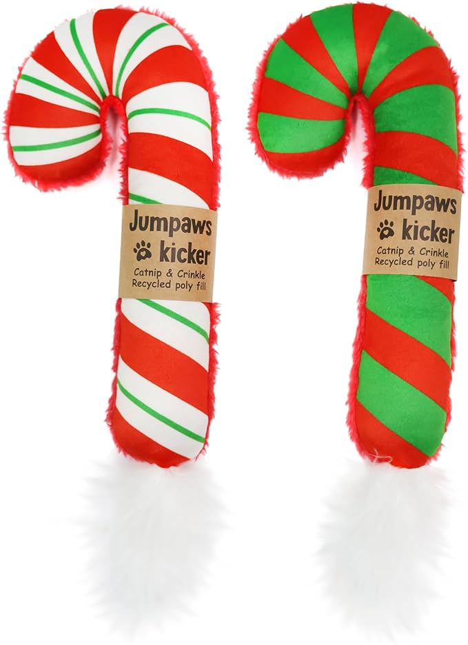 2 Pack Natural Interactive Catnip Cat Kicker Toys, Bite Resistant Chew Toy, Accessories for Indoor Cat, Christmas Candy Cane