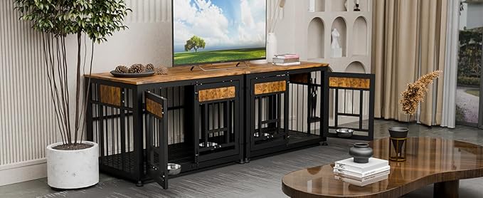 48 Inch Heavy Duty Dog Crate Furniture for Large Dogs, Decorative Pet House End Table, Extra Large Wooden Cage Kennel Furniture Indoor