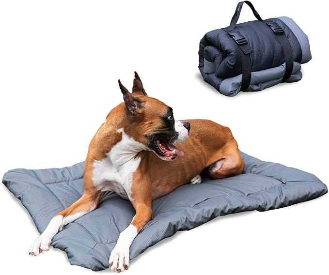 Kitgo Dog Bed for Camping and Outdoor Travel, Waterproof Dog Bed Travel Accessories, Rollable Portable Pet Mat Travel Bed for Dog, Waterproof and Washable (35.43x23.62in)