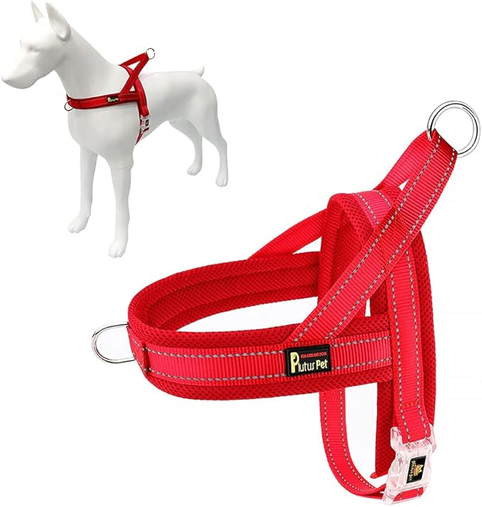 Plutus Pet No Pull Dog Harness with Breathable Mesh Padded, Adjustable Reflective Escape Proof Dog Harness, Quick Fit Dog Vest Harness for Small Medium Large Dogs(XXS, Red)