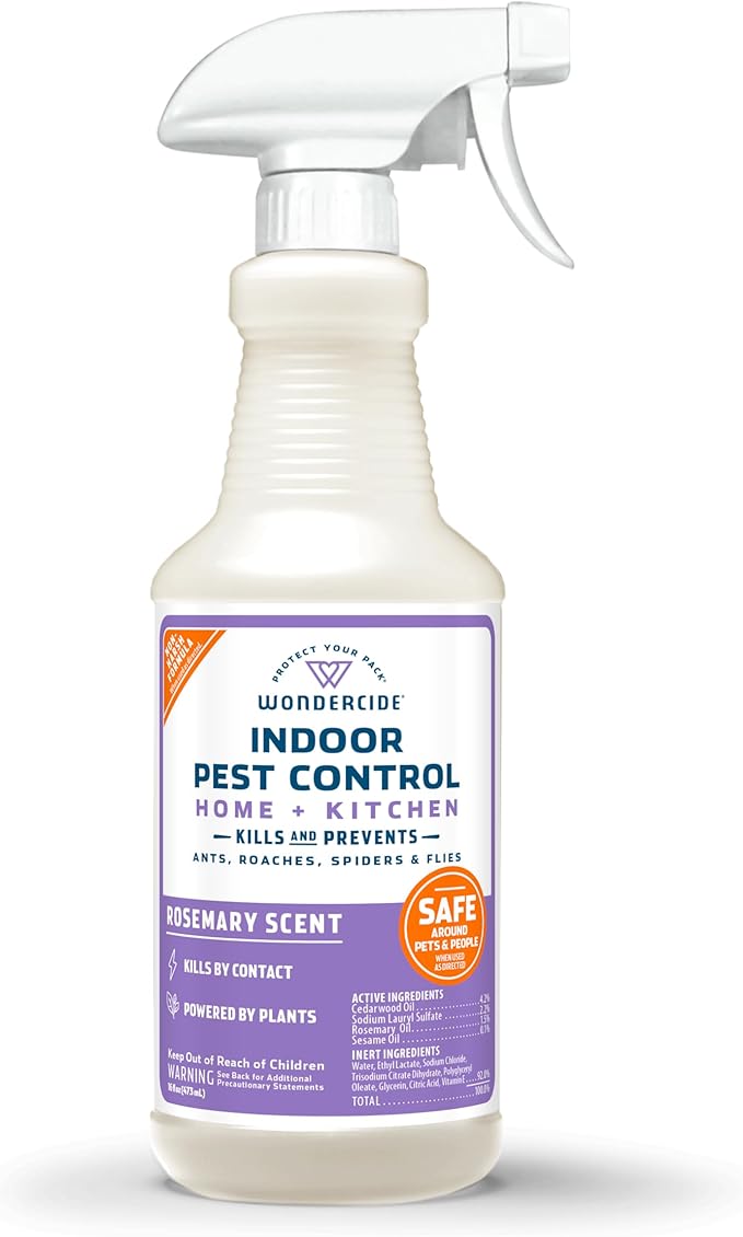 Wondercide - Indoor Pest Control Spray for Home and Kitchen - Ant, Roach, Spider, Fly, Flea, Bug Killer and Insect Repellent - with Natural Essential Oils - Pet and Family Safe — Rosemary 16 oz