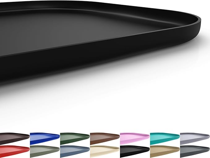 Silicone Pet Feeding Mat with Raised Edge for Food and Water, Dog Bowl Mats, Cat Bowls Placemat with High Lip for Floor Waterproof, Rubber Tray for Cats and Dogs 22 x 14 x0.8 Black