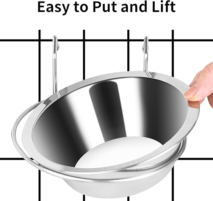 2PCS Kennel Water Bowl Hanging,Stainless Steel Puppy Bowls for Small Dog Cage,Kennel, Crate, Catio Accessories,Dog Crate Water Bowl Dish Feeder Food Holder No Spill(8oz/1cup)