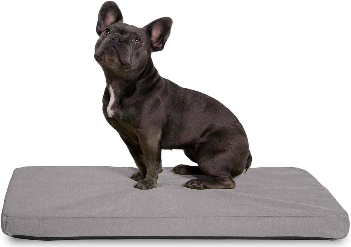 K9 Ballistics Tough Ripstop Orthopedic Dog Crate Bed - Durable Pad with Washable Cover, for Wire Crates, Tie-Downs Included, Size: Small 29"x18", Light Gray Velvet