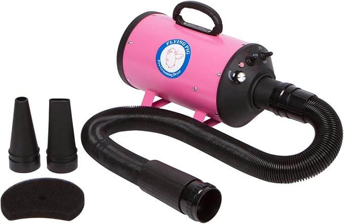 Flying Pig High Velocity Dog Pet Grooming Dryer w/Heater (Model: Flying One, Pink)