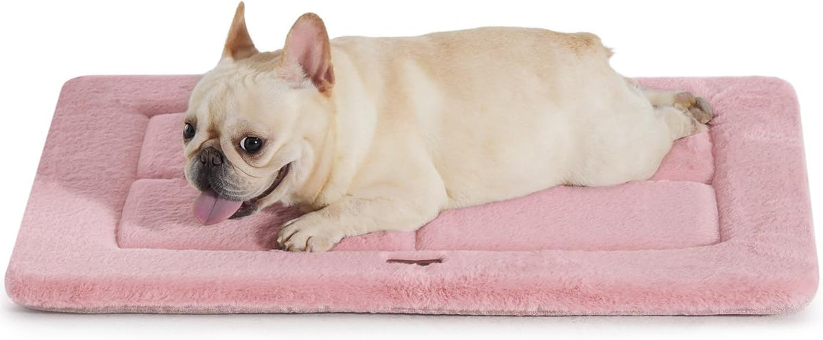 MADE 4 PETS Dog Crate Pad Bed for Medium Dogs, Washable & Reversible, Anti-Slip Kennel Mat for Cozy Sleeping, Soft Fluffy Dog Bed for Indoor & Outdoor Use, 29"x21", Pink