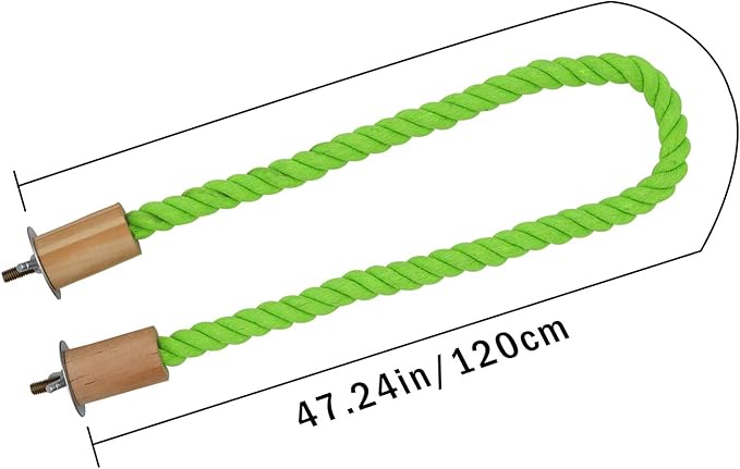 2 Pack Bird Hemp Rope Perch Swing, Bird Cage Stand Pole Accessories, Paw Grinding Standing Climbing Perch for Parrot, Parakeet, Budgies, Lovebirds (47.2 inches/120 cm)