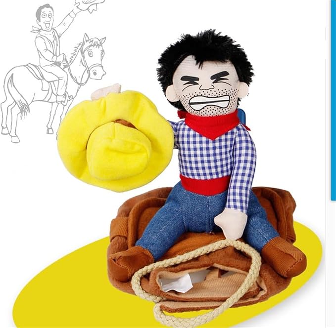 Deluxe Cowboy Rider Pet Costume - Funny Dog Halloween Outfit with Doll and Hat, Adjustable Knight Style Costume for Labs, German Shepherds, and Golden Retrievers, and More (L)