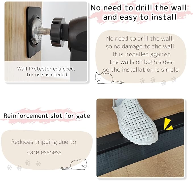 Lumizone Extra Tall Cat Gate 61.02" High Pressure Mounted Extra Wide 30.12"-34.05" (17Sizes) 1.37" Gap No Drilling Auto-Close Tall Pet Gate for Dogs (Black, 30.12"-34.05" W)