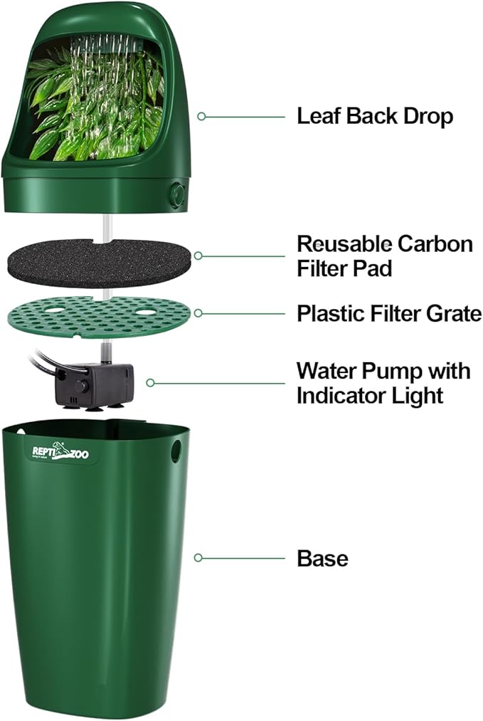 REPTIZOO Reptile Water Dispenser Automatic Chameleon Drinking Fountain with Indicator Light, Reptile Terrarium Decor Water Dripper for Reptiles, Chameleon, Lizard, Gecko Amphibians