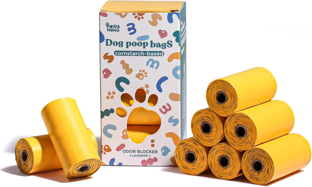 Dog Poop Bags Rolls Biodegradable 100% Leak Proof Thickened Dog Waste Bags -120 Count 8 Rolls - Doggie Poop Bag for Small and Big Dogs(Unscented)