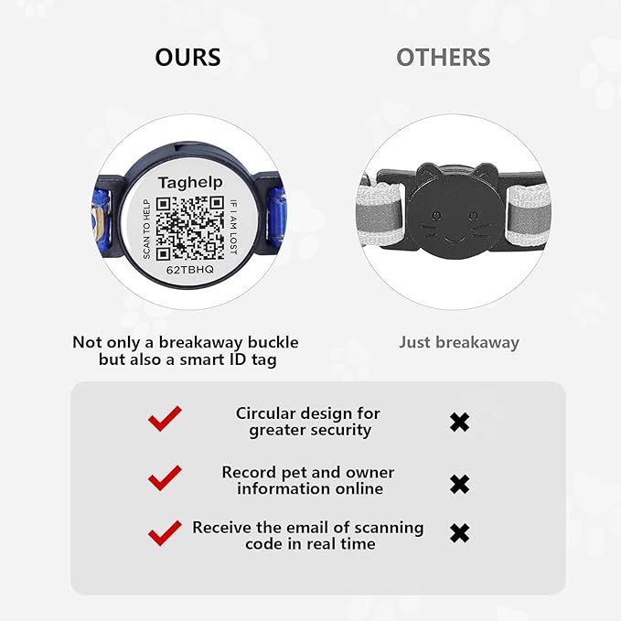 2 Pack Stars and Moon, Solid & Safe Safety Plaid Kitten Collars with QR ID Tag for Girl Boy for Cats, Pet Collar, Breakaway Cat Collar,Silent, Lightweight,Durable QR Code Pet ID Tags (Black&Blue)