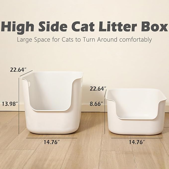 SpaceTime Extra Large Litter Box with High Sides,22.64"×14.76"×13.98" XL Multi Cat Litter Pan for Kitty,Cat Boxes for Indoor Cats,Jumbo Litter Boxes for Big Cats,Anti-Splashing,Easy to Clean