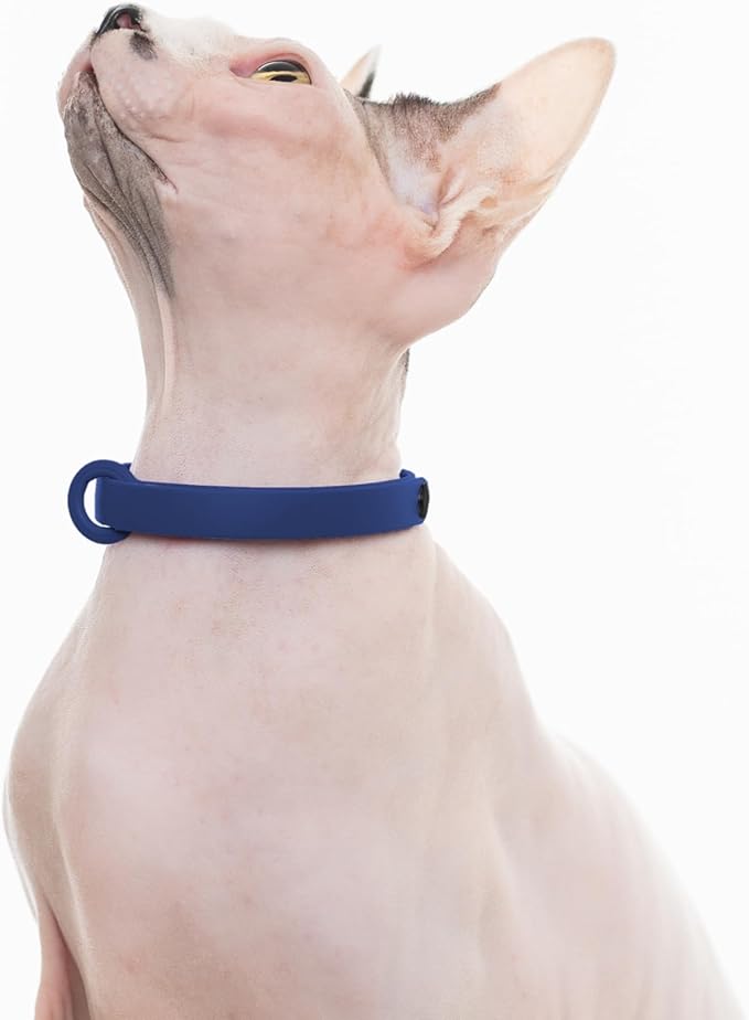 Break Away Collar for Cats - Soft, Thin, and Lightweight Safety Buckle Collar with Name Tag Ring for Outdoor Cats and Sensitive Skin Kittens by Nuvuq (6 ⅞" to 10 ¼", Dark Blue)