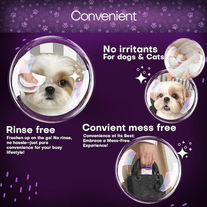 Wrinkle Wipes for Dogs | 3X Larger Dog Face Wipes for French Bulldog and Pug - Cleanse Skin Folds, Tear Stains, Tail Pockets | Anti-Itch, Soothing, & Hypoallergenic with Coconut Oil | 50 Count