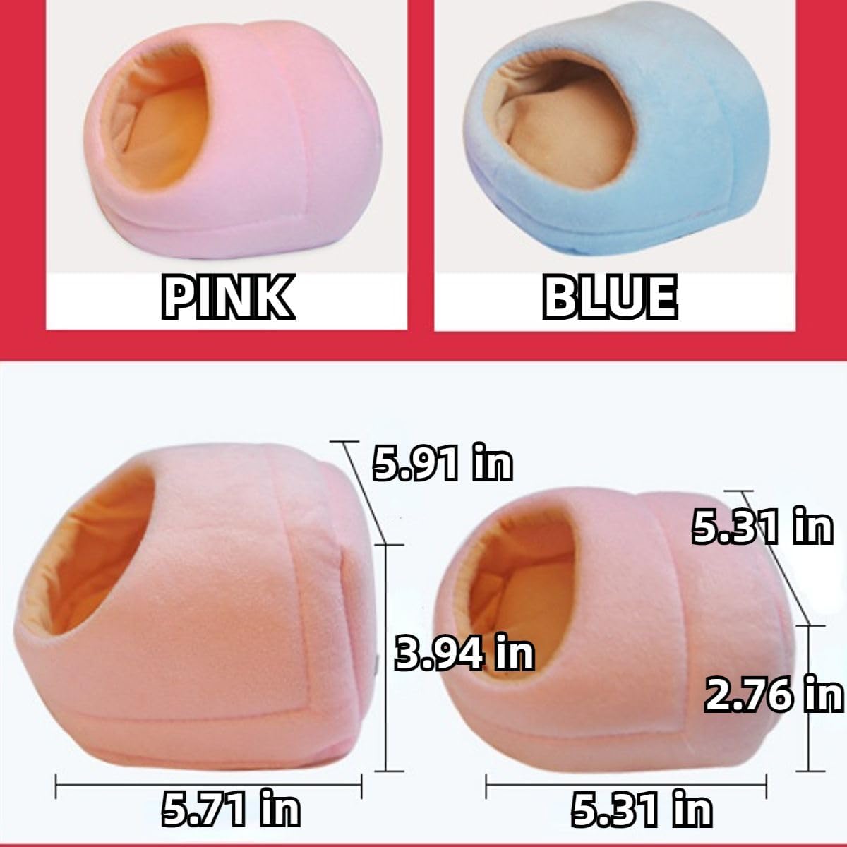 Rat Hamster House Bed Winter Warm Small Pet Squirrel Hedgehog Chinchilla Rabbit Guinea Pig Bed House Cage Nest Hamster Accessories (Pink,Small)