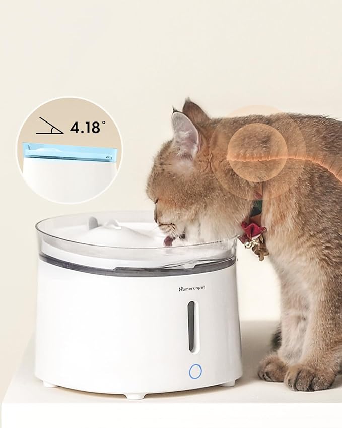 HomeRunPet Silent Cat Water Fountain, 68 oz/2L, Pet Fountain Wireless Pump, Dog Water Dispenser, Dual Mode, Quick Assembly & Easy-Clean, Filters Included