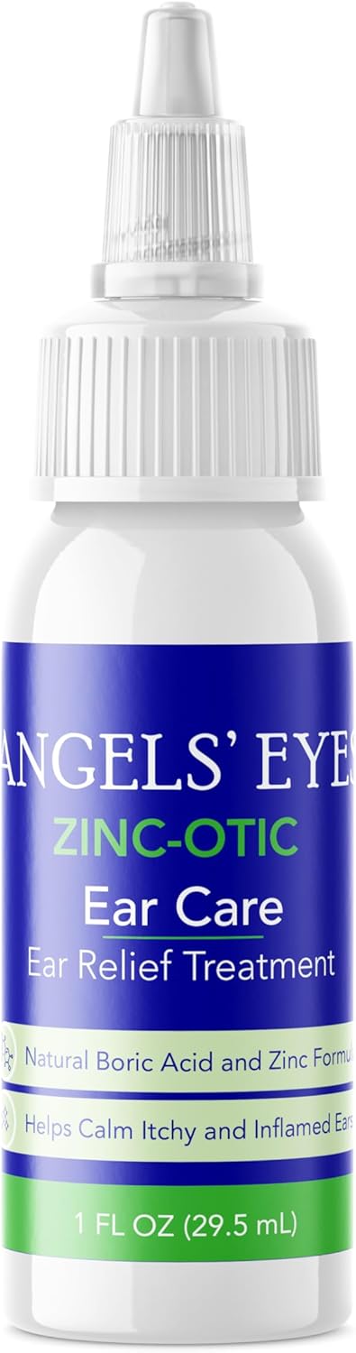 ANGELS’ EYES Zinc-Otic Ear Relief Treatment for Dogs and Cats Soothe Ear Infections Calm Itchy Inflamed Ears Natural BA and Zinc Formula 1 Ounce