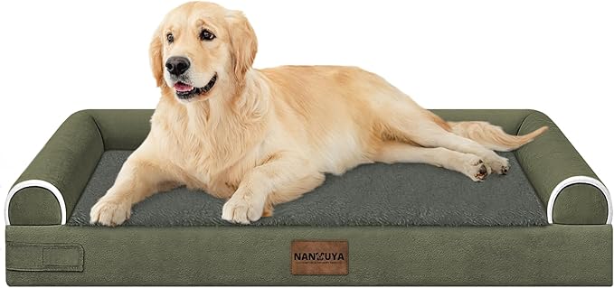 Large Dog Bed Orthopedic Washable: Beds Bolster XL Bed Big XLarge Dogs Memory Foam Sofa Couch Waterproof Removable Cover - Dark Green