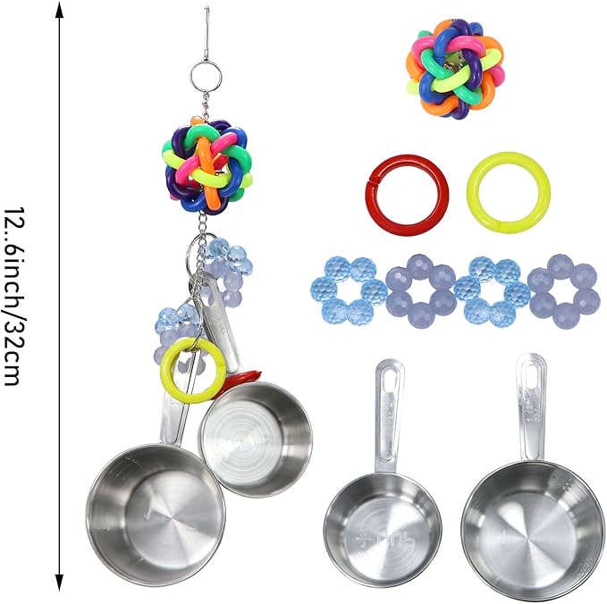 Litewoo Bird Stainless Steel Bell Toys, Safe and Stable Hanging Spoons Pipe Chew Bite Toy（D）