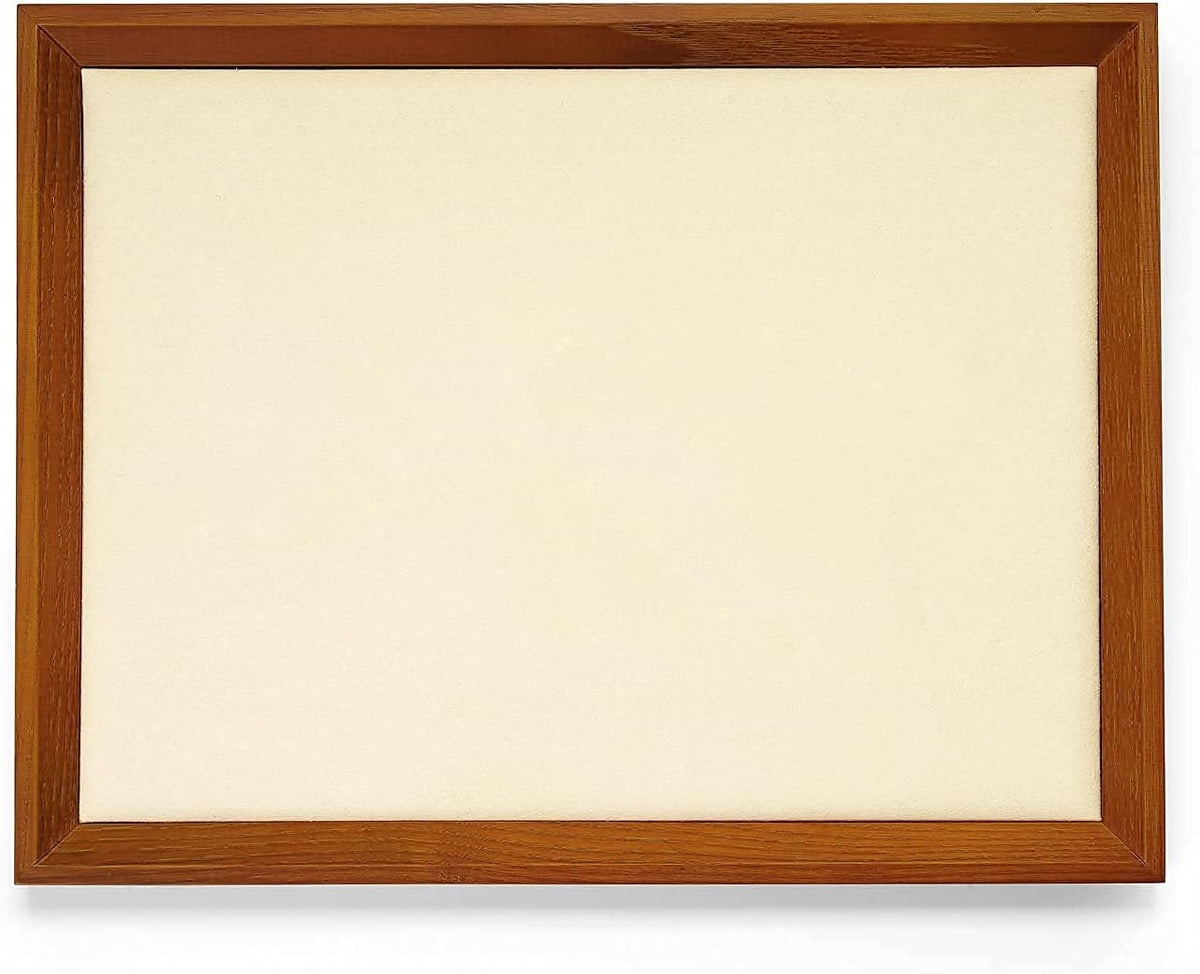 Oirlv Solid Wood Flat Jewelry Tray, Rectangle Jewelry Display Tray, Drawer Dresser or Nightstand Organizer, Microfiber Valet Plate, Catchall Plate(Creamy-White, Large)